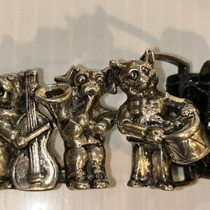 Wathne Interchangeable Belt Set, Animal Musician Buckle, Black 36, Brown 38